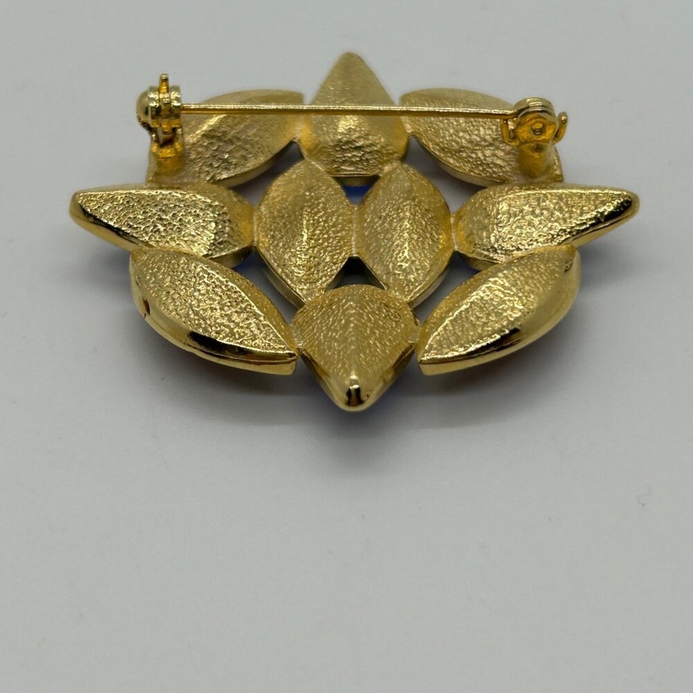 Vintage Gold Tone Multi-Color Brooch Pin Jewel Colored Rhinestone Statement 1990 - Picture 6 of 12